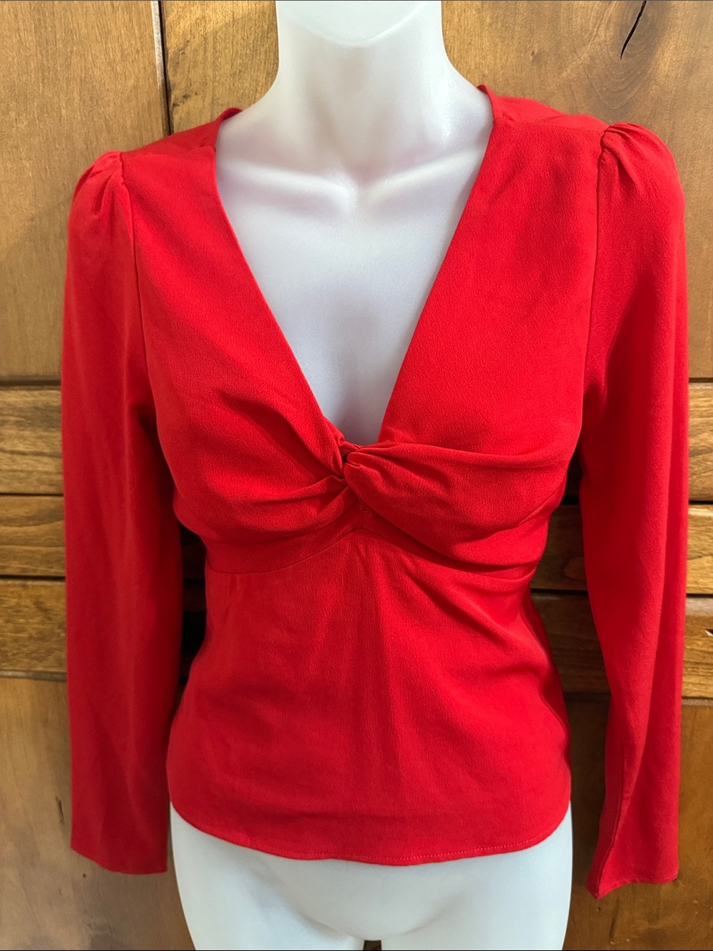 Abercrombie & Fitch Red Knot-Front Long Sleeve Women's Top XM small too NWT